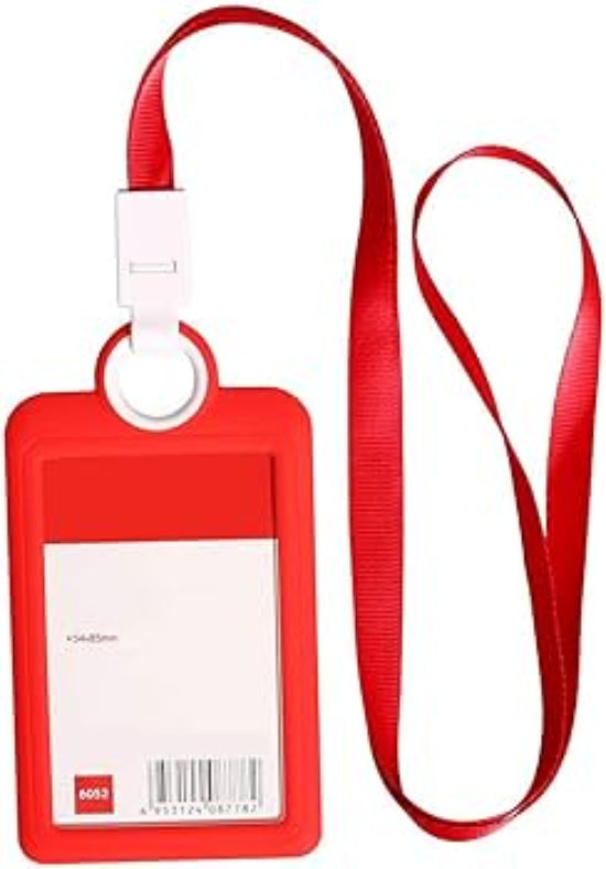 Card Holder Double-Sided Transparent Id Badge Card Holder,Plastic Vertical Double Sided Name Card Badge Holder with Lanyard for School Business Office