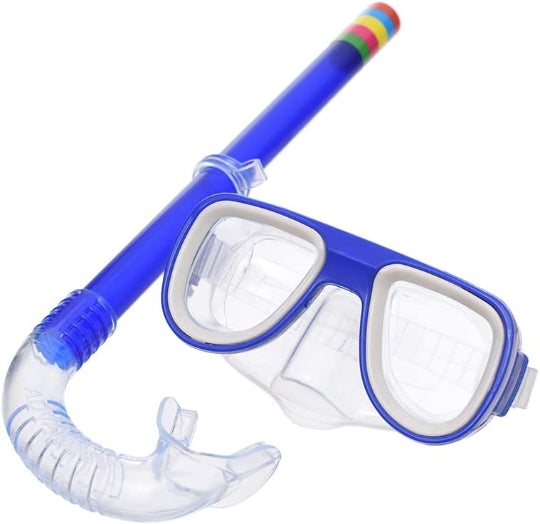 Plastic Anti Fog Swimming Mask With Adjustable Head Strap And Pipe To Safe Breath For Kids Set