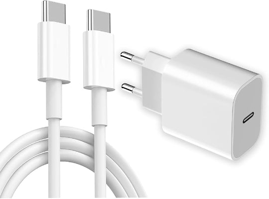 Charger USB-C 30W Adapter + 1m USB-C Male To USB-C Male Cabel