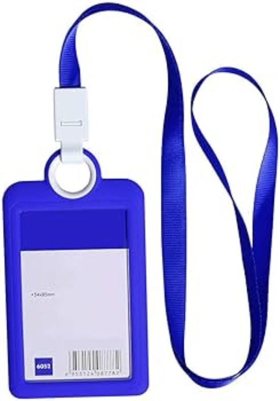 Card Holder Double-Sided Transparent Id Badge Card Holder,Plastic Vertical Double Sided Name Card Badge Holder with Lanyard for School Business Office