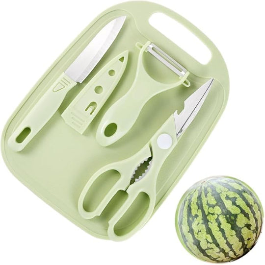 3x Portable Travel Mini Camping Plastic Cutting Board Knife Fruits Scissors Set