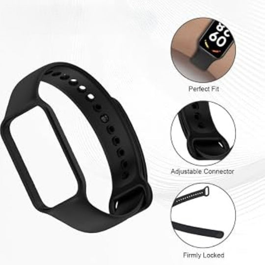 Silicone Watch Strap for Xiaomi Band 8 Active / Redmi Band 2 - Black