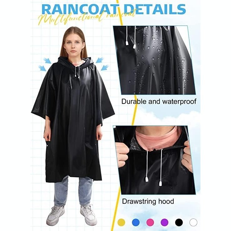 EVA Lightweight Raincoat For Men and Women - Black 