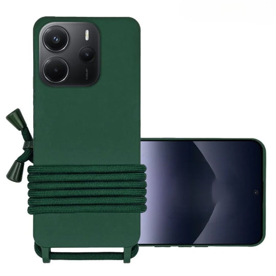 TPU Silicone Back Cover Case Cord With Strap For Redmi Note 14 4G