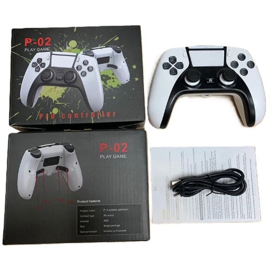 P-02 Wireless Bluetooth Controller For PS5 / PS4 Shock Joystick Gamepad Game (White)