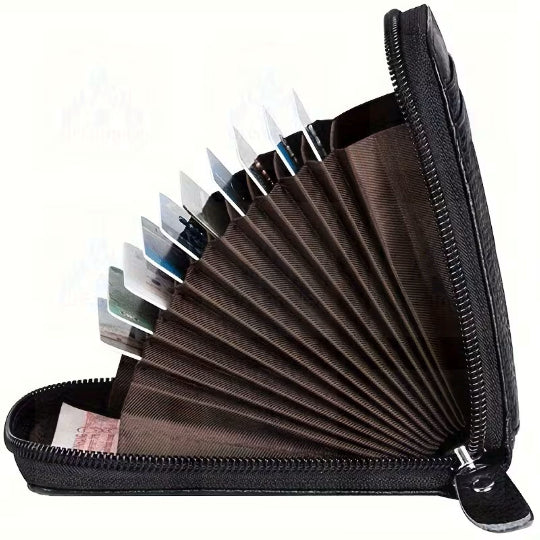 Premium Men & Women Wallet Multiple Card Slots, ID Card Holder And Zipper Pocket - Safe Travel And Everyday Use,Black