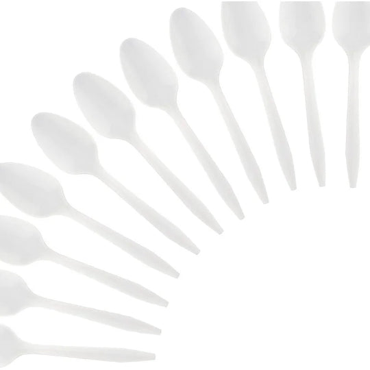 Kitchen Selection, White Medium Weight Sppons (Pack of 50pcs)