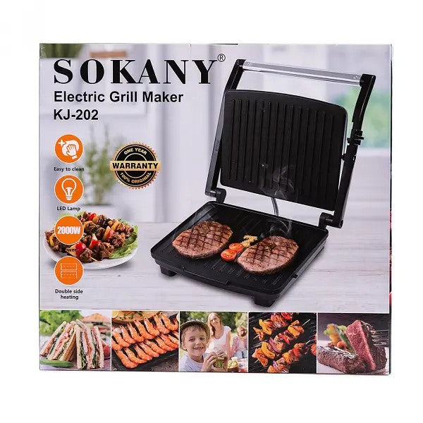 Sokany Electric Grill Maker stainless steel panini sandwich maker 2000 watts KJ-202