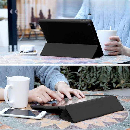 teach Tri-fold Flip Book Cover Case with Pencil Holder for iPad 10.2" 9th/8th/7th Gen: 2021/2020/2019 (Black)