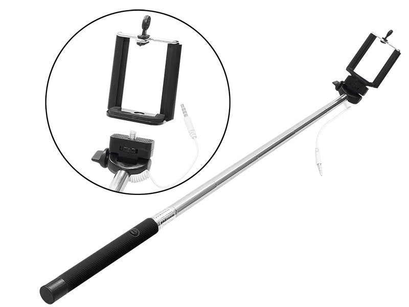 OEM Selfie Stick Black With Lightning Cable 70cm