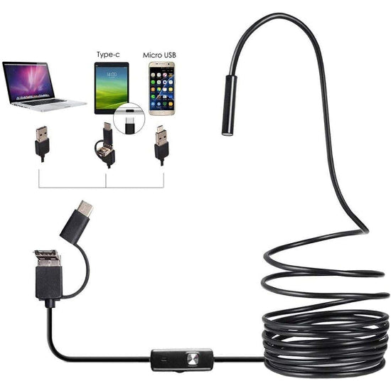 5m Endoscope, 3-in-1 Type-C USB inspection camera, Led Light,Inspection Camera Borescope