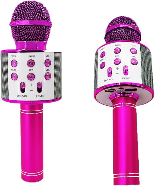 WS-858 Wireless Bluetooth Karaoke Handheld Microphone USB KTV Player Bluetooth Mic Speaker Record Music (Pink)
