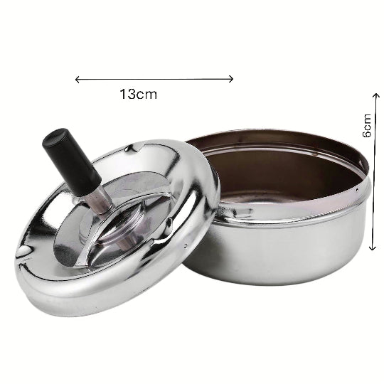 Silver Ashtray Bokai With Anchor Point Above - Large