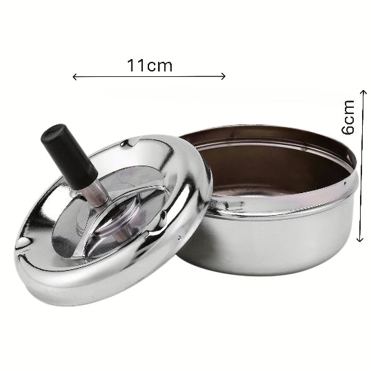 Silver Ashtray Bokai With Anchor Point Above - Medium