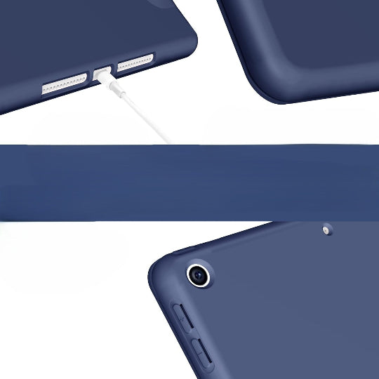 Jteach Slim TPU Back Trifold Stand Tablet Book Cover Case with Pencil Holder for iPad 10.2" 9th Gen (2021) 8th Gen (2020) 7th Gen (2019) Dark Blue