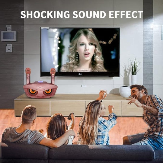 SDRD SD-306S Portable Karaoke Wireless Bluetooth Speaker with 2 Microphones (Rose Gold)