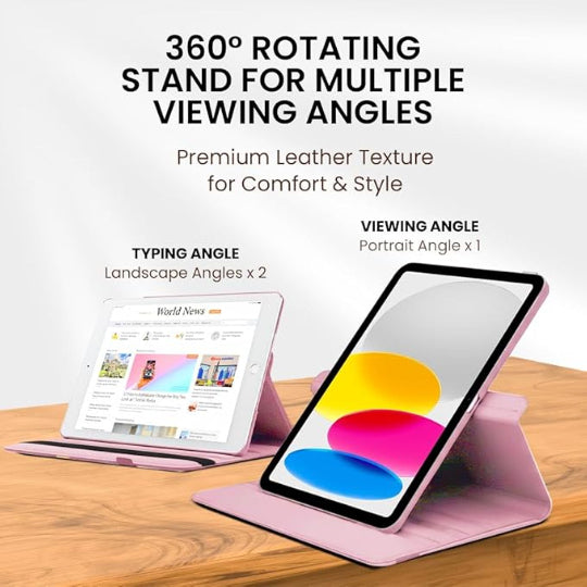 Smart Book Case 360° Rotating Case for ipad A16 11th Gen, 11" 2025 / ipad 10.9"10th Gen,2022 Rose Gold