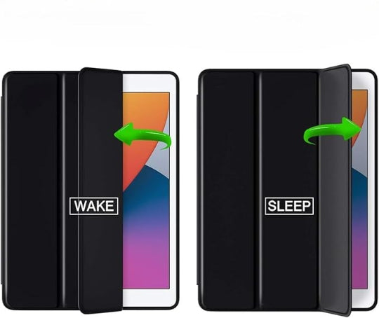 teach Tri-fold Flip Book Cover Case with Pencil Holder for iPad 10.2" 9th/8th/7th Gen: 2021/2020/2019 (Black)