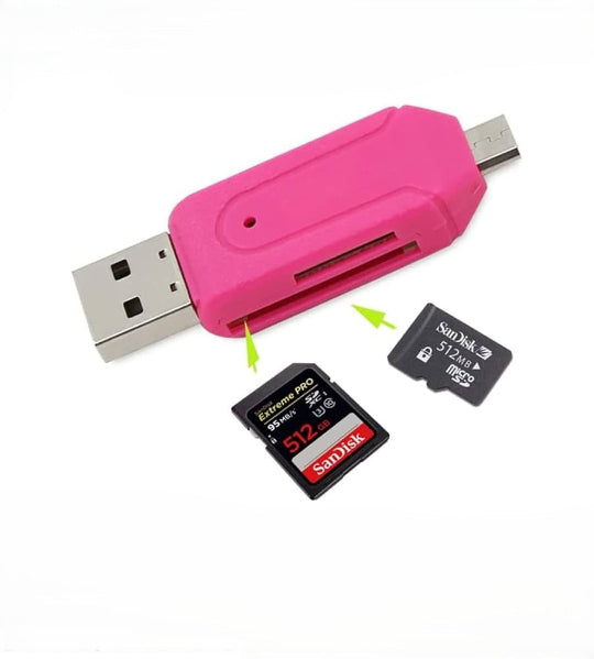 USB / Micro-USB Card Reader For SD & SDS Cards - Red