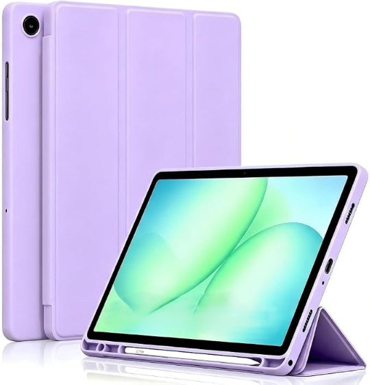 Smart Tri-fold Flip Case with Pencil Holder For Samsung Galaxy Tab A9 Plus - Purple