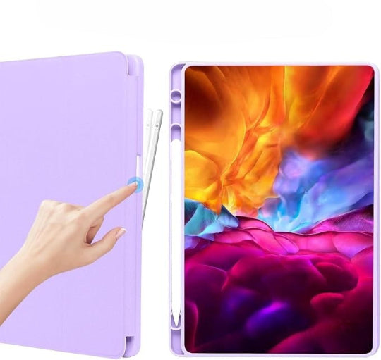 Smart Tri-fold Flip Case with Pencil Holder For Samsung Galaxy Tab A9 Plus - Purple