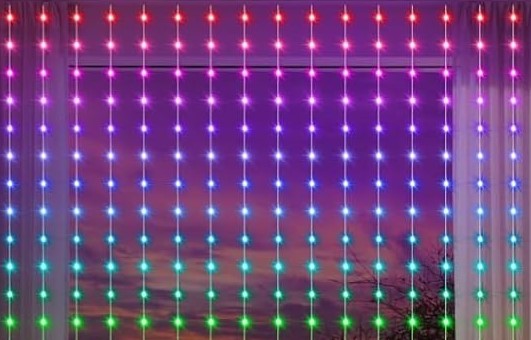 LED Christmas Curtain Lights  Wire Curtain String Lights 4m x 2m -  (Multi Colour)