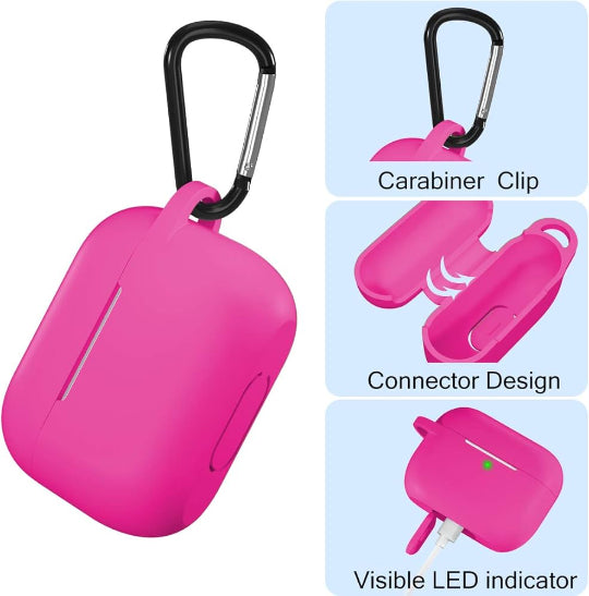 Soft Silicone Case with Clip Hook Silicone Case for Apple AirPods Pro 3 (Pink)