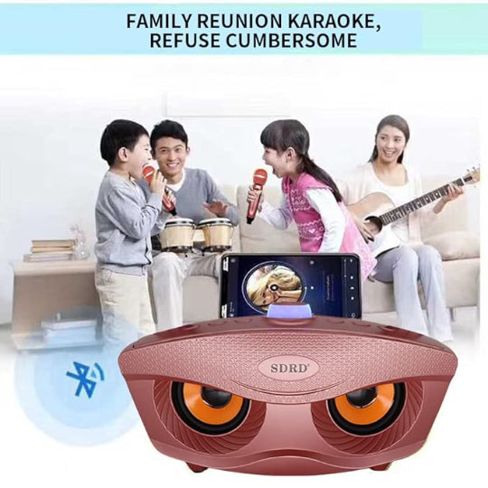 SDRD SD-306S Portable Karaoke Wireless Bluetooth Speaker with 2 Microphones (Rose Gold)