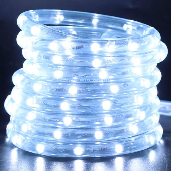 Rope LED Light Wheel Waterproof Tube Lights Strip Background Outdoor Christmas, Home Decoration 10M White