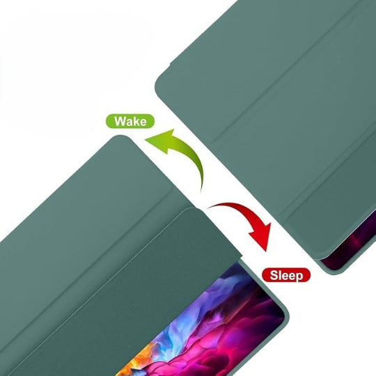 Smart Tri-fold Flip Case with Pencil Holder For Samsung Galaxy Tab A11 Plus - Green