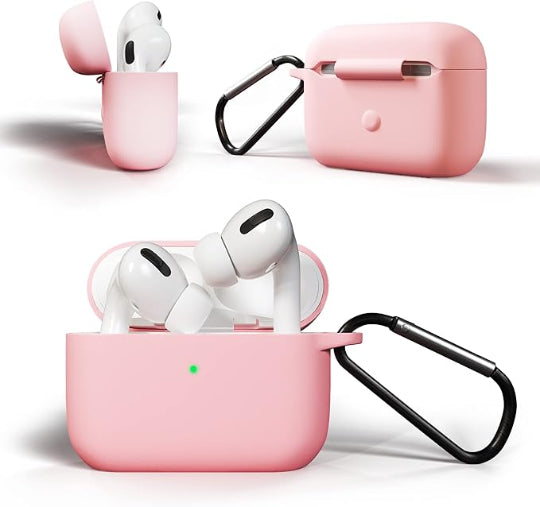 Soft Silicone Case with Clip Hook Silicone Case for Apple AirPods Pro 3 (Rose)