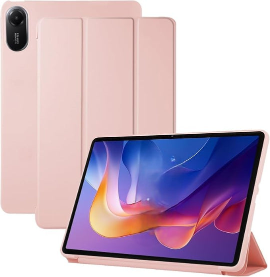 TPU Book Case Tri-Fold Flip Cover for Xiaomi Redmi Pad SE 11″ (Rose Gold)