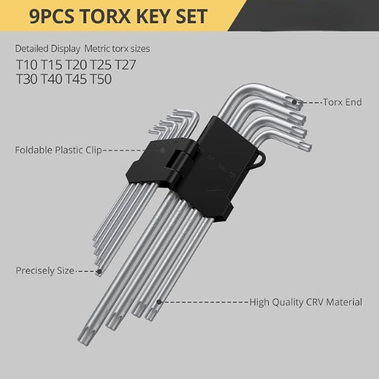 FT Tools L Key Set 9 Pieces Double End L type Torx Key Set Hand Tools