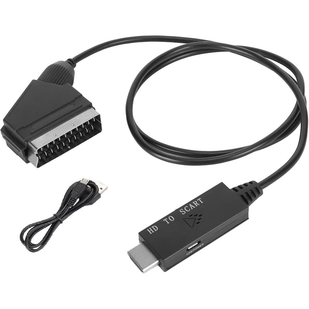 1m HDMI to Scart Cable, HDMI to Scart Converter Adapter HDMI to Scart Video Adapter with micro charging cable