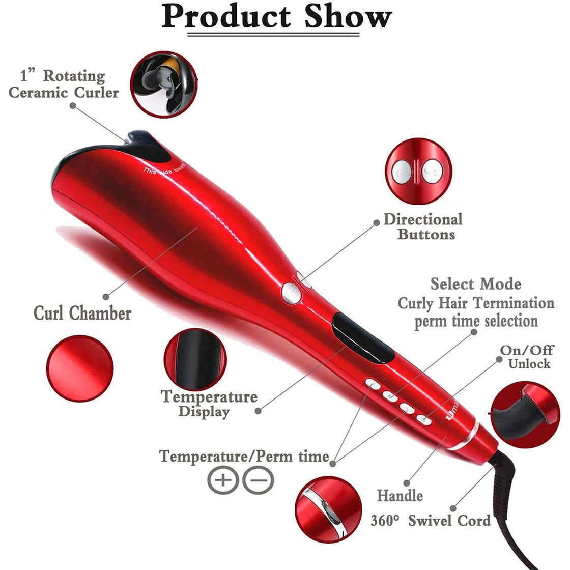 Automatic Hair Curler, Hair Rotating Curling Wand 1685U