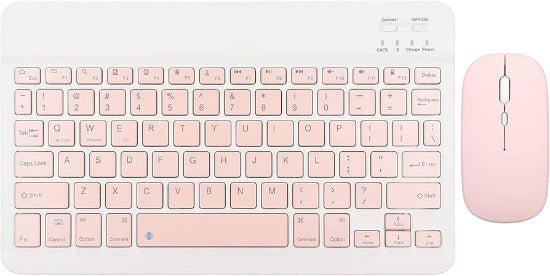 Rechargeable Bluetooth Keyboard and Mouse Combo Ultra Slim Full-Size Keyboard and Ergonomic Mouse for Laptop and All Bluetooth Enabled Mac/Tablet/iPad/PC/Laptop - Rose