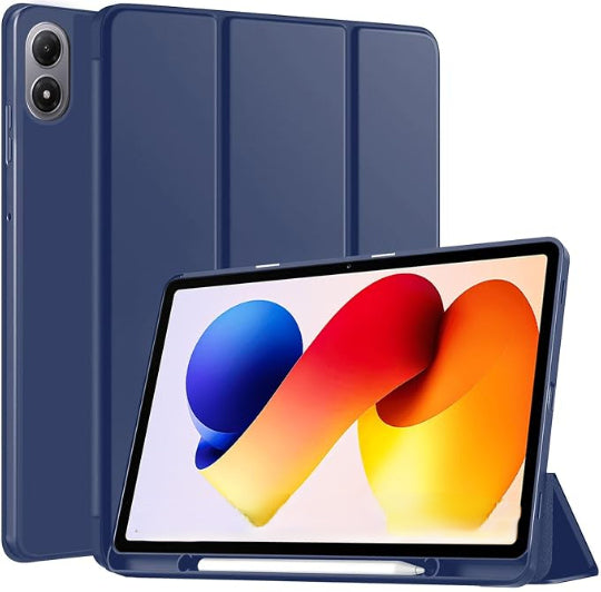 Smart Tri-fold Flip Case with Pencil Holder for Xiaomi Redmi Pad Pro 12.1 Inch Dark Blue