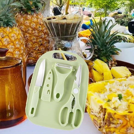 3x Portable Travel Mini Camping Plastic Cutting Board Knife Fruits Scissors Set