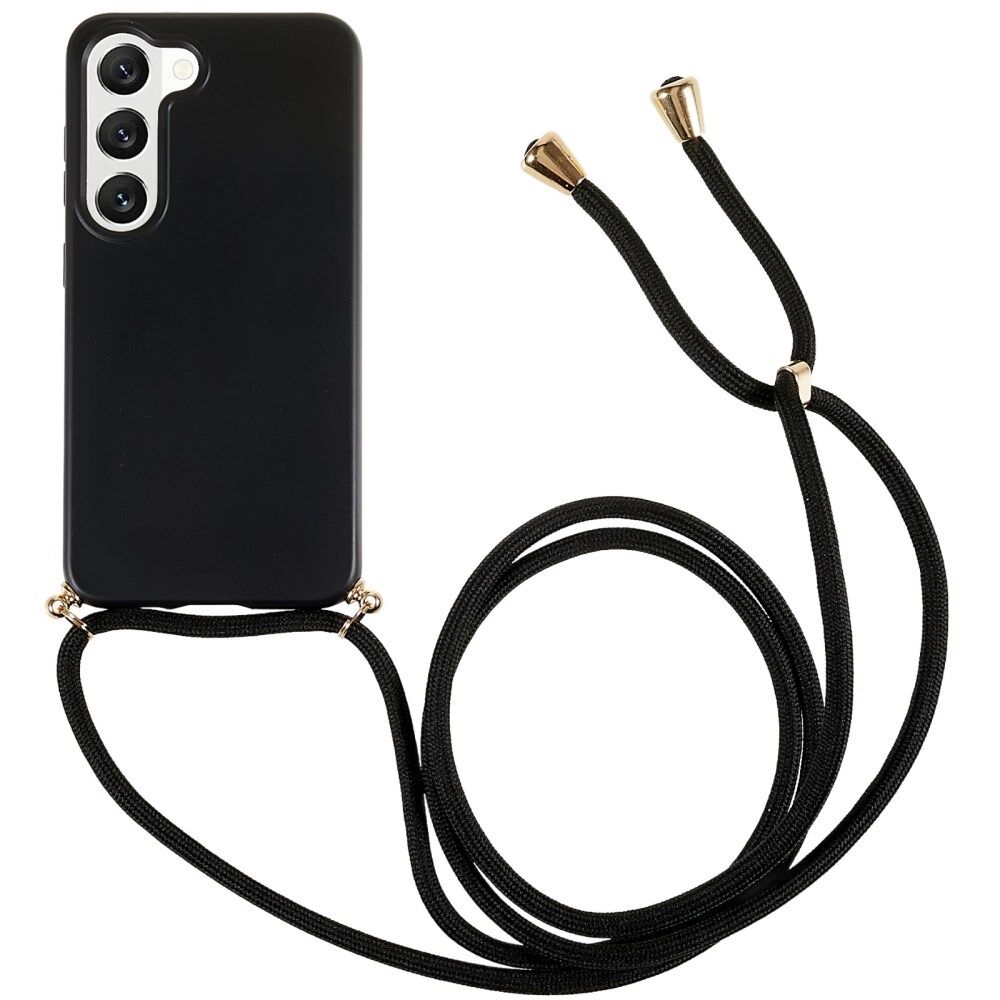 Premium Silicone Case With Cord for Sam S23 Plus Black 