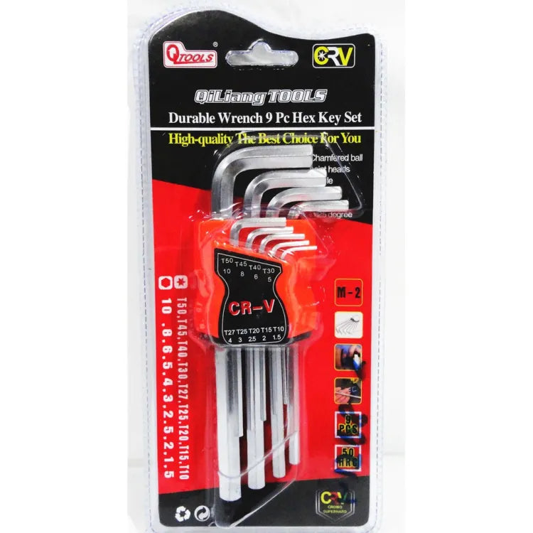 Durable Wrench 9 Pc Hex Key Set LRD-14