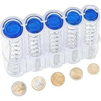 Waiter's coin case 5 places Universal Coin Holder Money Boxes Portable Coin Case Storage Box, Rounded Coin Holders for Cashiers, Waiters, Taxi Drivers (Clear)