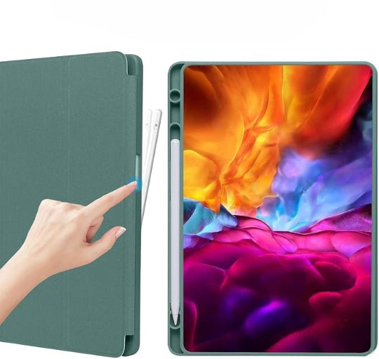 Smart Tri-fold Flip Case with Pencil Holder For Samsung Galaxy Tab A11 Plus - Green