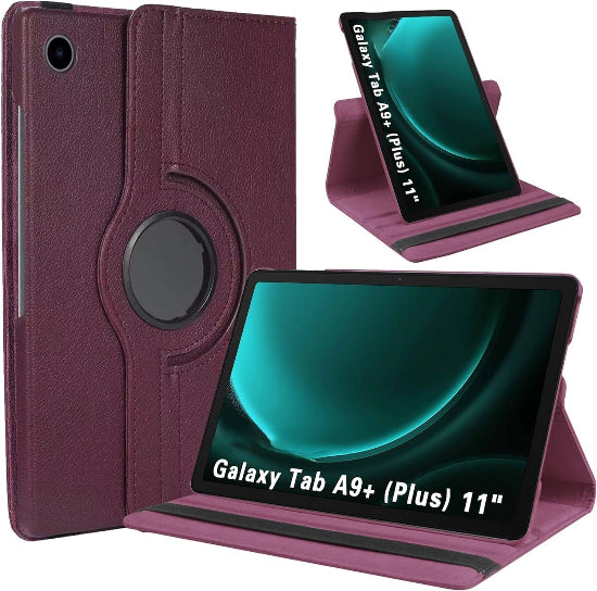 Cases Premium Quality Book Cover Case 360 Degree Rotating Stand Protective Cover For Sam Tab A9 Plus / SMX110 Purple