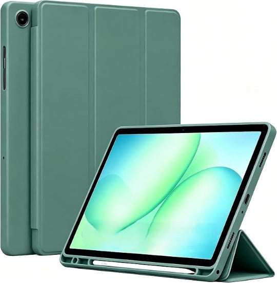 Smart Tri-fold Flip Case with Pencil Holder For Samsung Galaxy Tab A11 Plus - Green