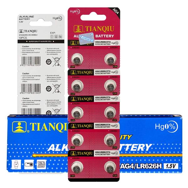 Battery Watch TianQiu Alkaline  Batteries AG4/LR626H/377A/177-1.5V 10pcs