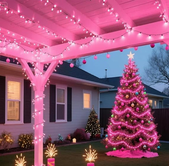 Christmas Led Light 200 LED Green Wire 20M Cabel String Lights (Pink)