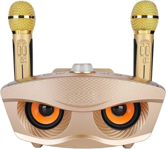 SDRD SD-306S Portable Karaoke Wireless Bluetooth Speaker with 2 Microphones (Gold)
