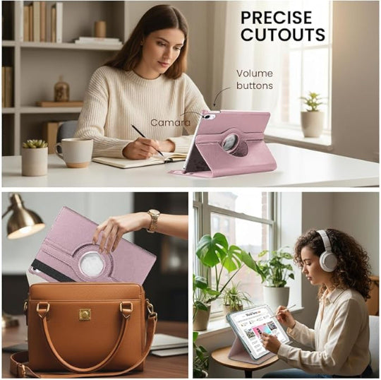 Smart Book Case 360° Rotating Case for ipad A16 11th Gen, 11" 2025 / ipad 10.9"10th Gen,2022 Rose Gold