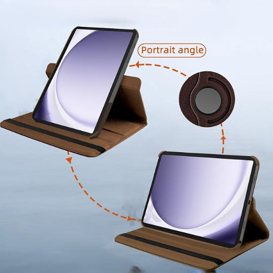 Smart Book Case 360° Rotating Stand Protective Case for Samsung Galaxy Tab A9 Plus (Brown)
