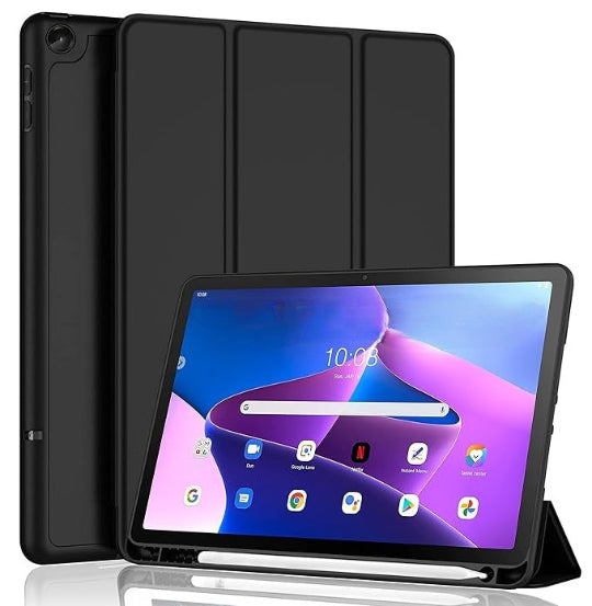 Teach Tri-fold Flip Cover Book Case with Pencil Holder For Lenovo Tab M10 3RD Gen: 10.1"